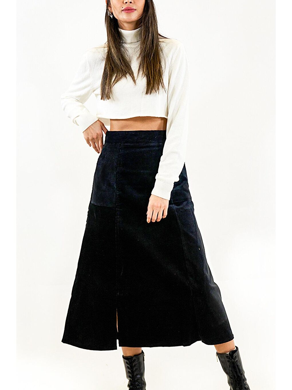 Siyah Kadife Çan Etek-3