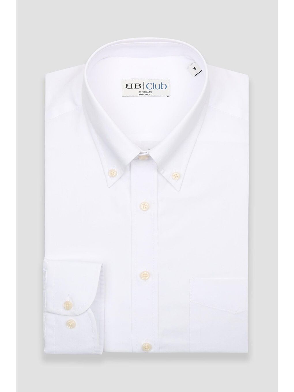 Bb Club Mike Poplin Pamuk Polyester Regular Fit Beyaz Düğmeli Yaka Erkek Düz Gömlek-4