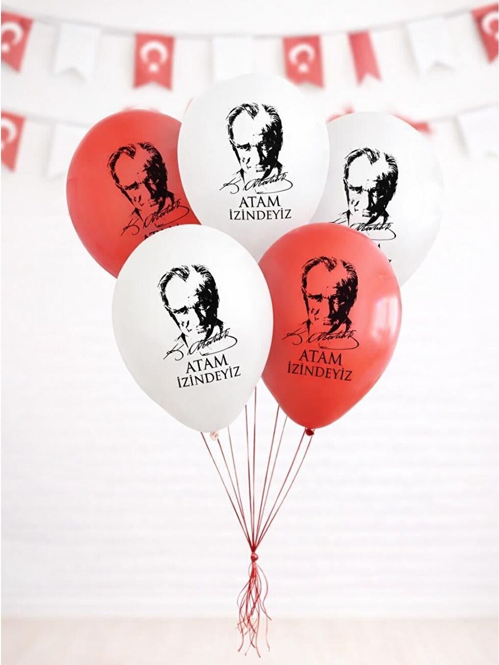 Kırmızı Atam İzindeyiz Atatürk Baskılı Balon – Kalisan Milli Bayram Balonu 12 inc 100'lü
