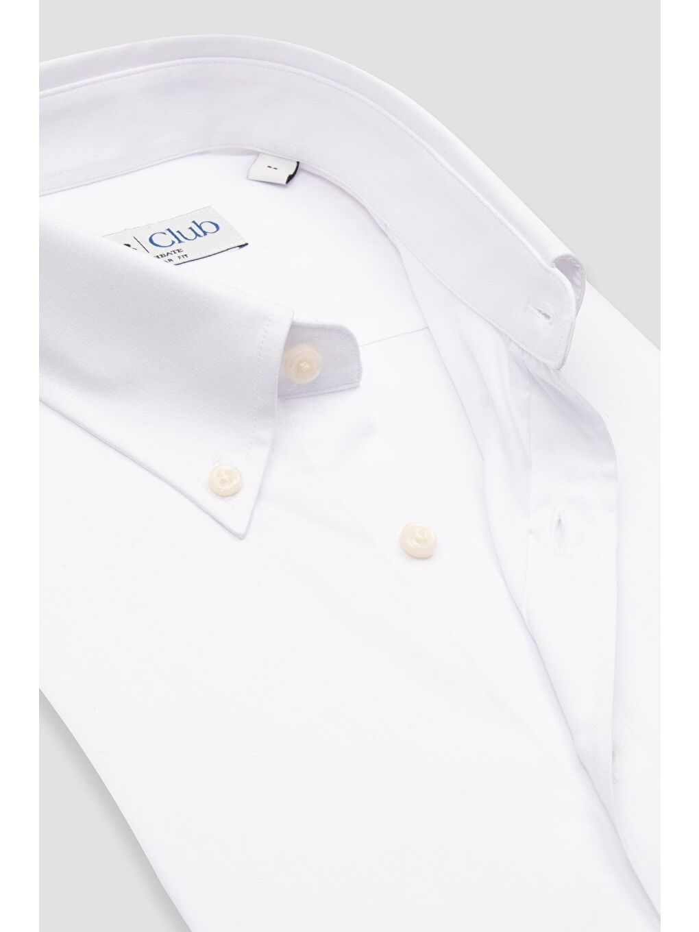 Bb Club Mike Poplin Pamuk Polyester Regular Fit Beyaz Düğmeli Yaka Erkek Düz Gömlek-5