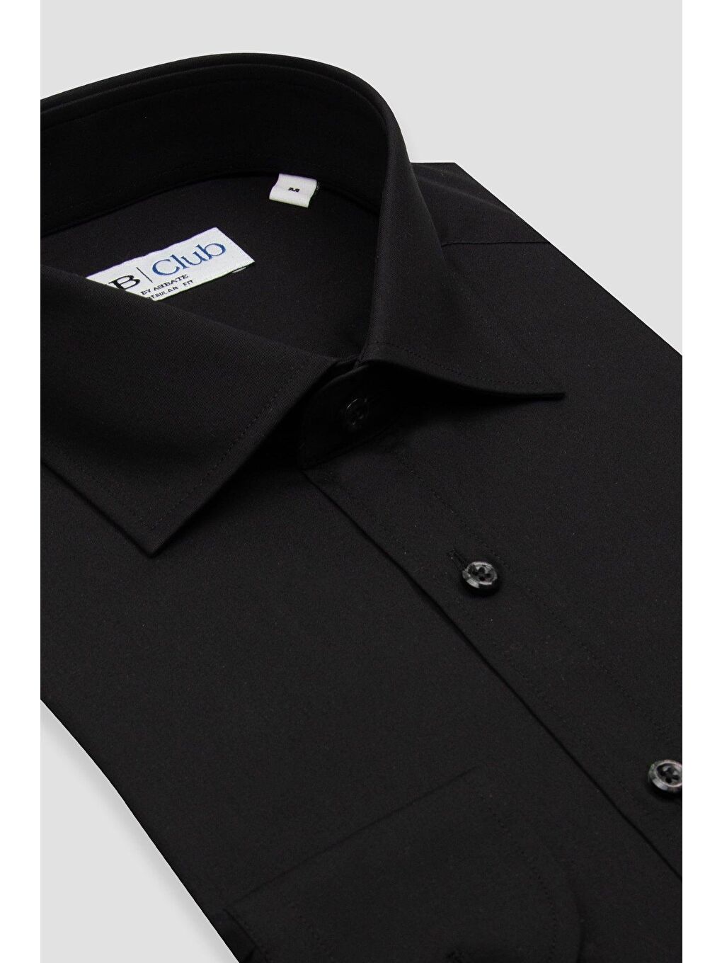 Bb Club Lima Poplin Pamuk Polyester Regular Fit Siyah Klasik Yaka Erkek Düz Gömlek-1