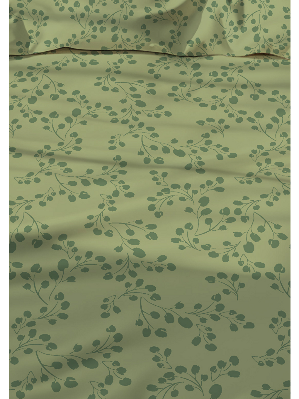 Çift Kişilik Pamuklu Nevresim Takımı - Yeşil Yaprak Desenli (Çarşafsız)-3