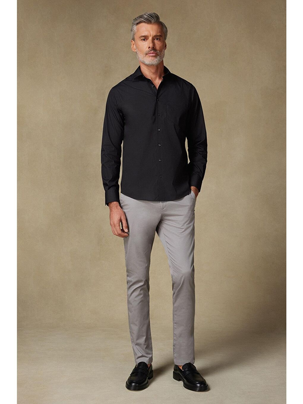 Bb Club Lima Poplin Pamuk Polyester Regular Fit Siyah Klasik Yaka Erkek Düz Gömlek-2