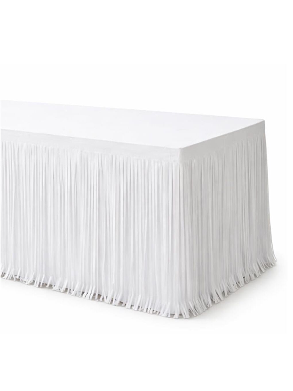Metalize Masa Eteği Püsküllü Parti Masa Eteği Beyaz-1
