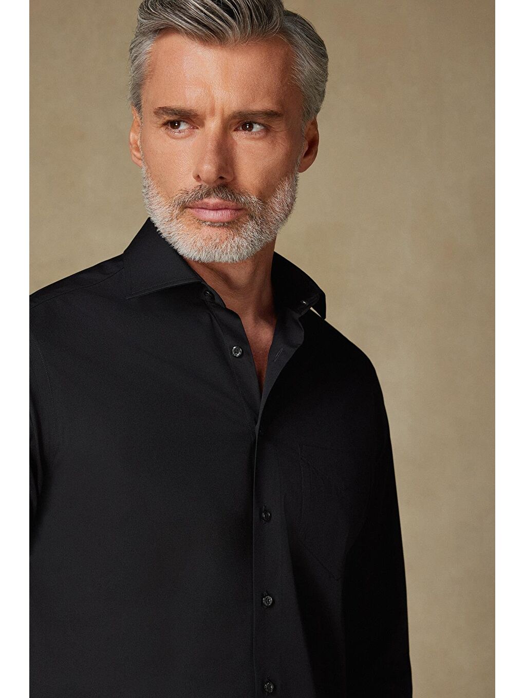 Bb Club Lima Poplin Pamuk Polyester Regular Fit Siyah Klasik Yaka Erkek Düz Gömlek-3