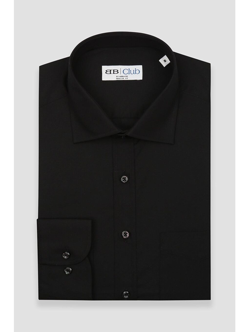 Bb Club Lima Poplin Pamuk Polyester Regular Fit Siyah Klasik Yaka Erkek Düz Gömlek-4