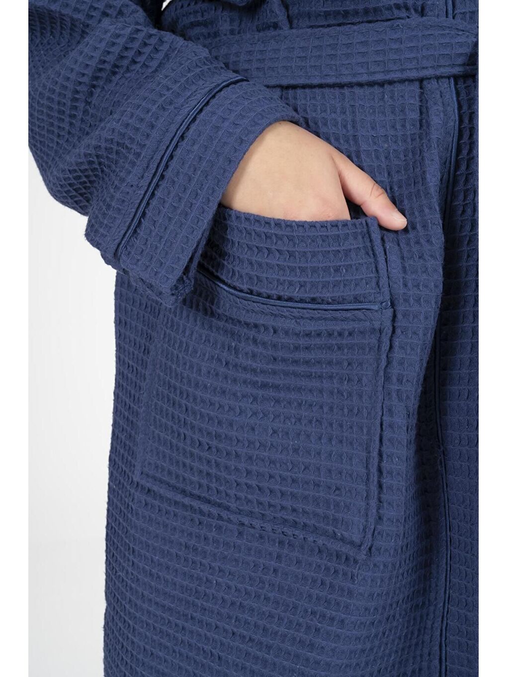 Lacivert Kaos Serisi Kimono Yaka Pike Bornoz Sabahlık-4