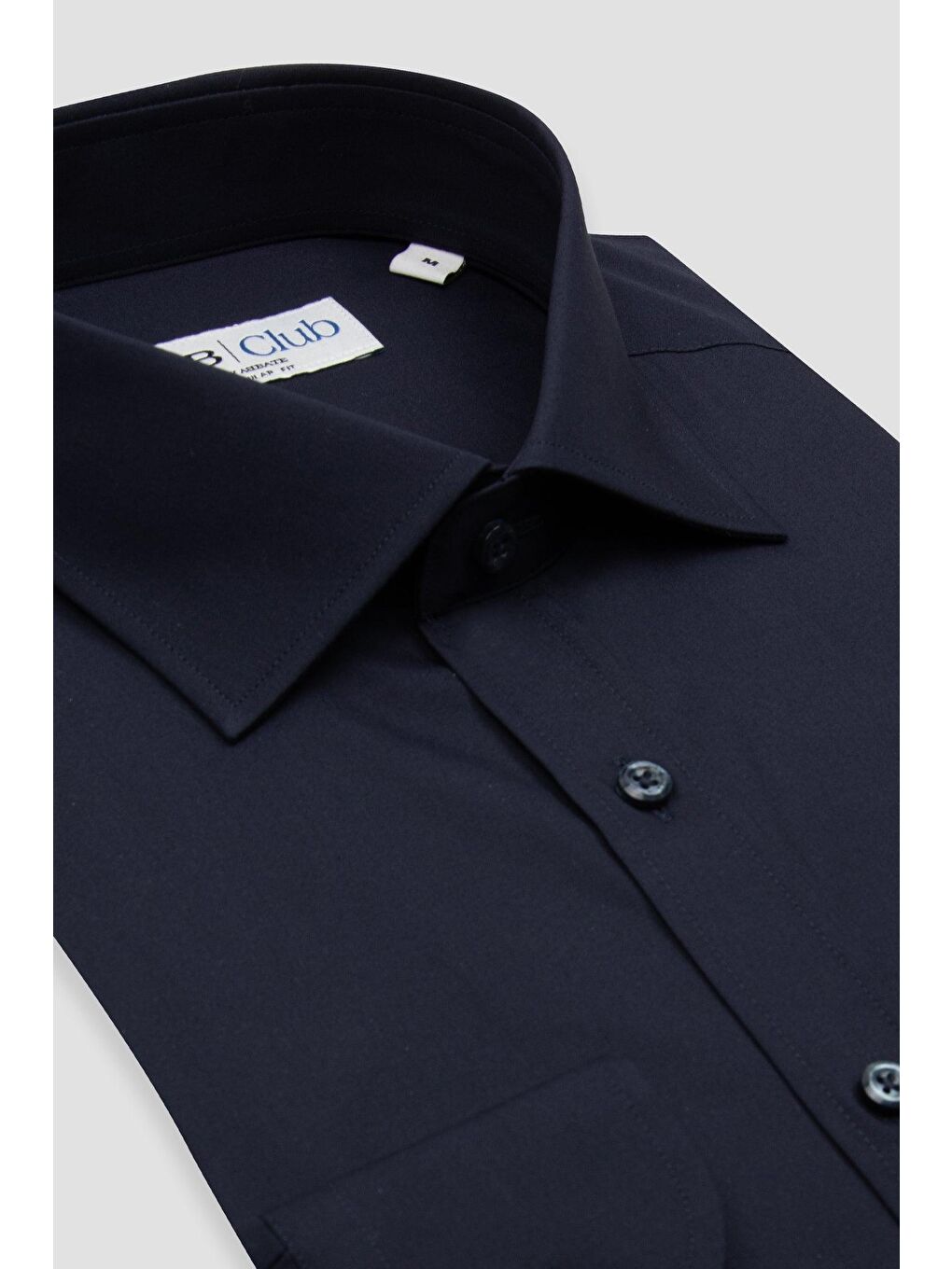Bb Club Lima Poplin Pamuk Polyester Regular Fit Lacivert Klasik Yaka Erkek Düz Gömlek-1