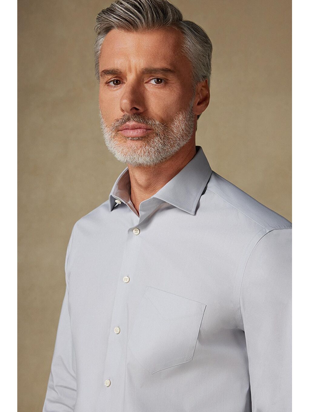 Bb Club Lima Poplin Pamuk Polyester Regular Fit Açık Gri Klasik Yaka Erkek Düz Gömlek-3