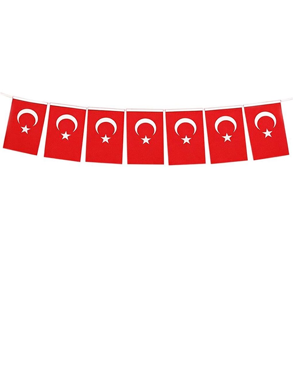 Kırmızı İpli Türk Bayrağı Milli Bayram Kağıt Asılabilir Bayrak 8X13 Cm 50'li-1