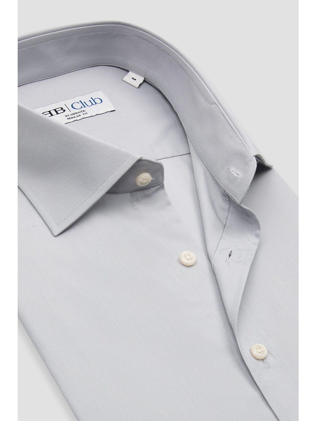 Bb Club Lima Poplin Pamuk Polyester Regular Fit Açık Gri Klasik Yaka Erkek Düz Gömlek-5