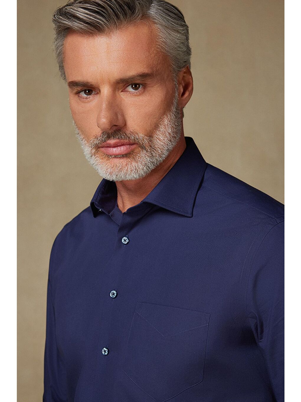 Bb Club Lima Poplin Pamuk Polyester Regular Fit Lacivert Klasik Yaka Erkek Düz Gömlek-3