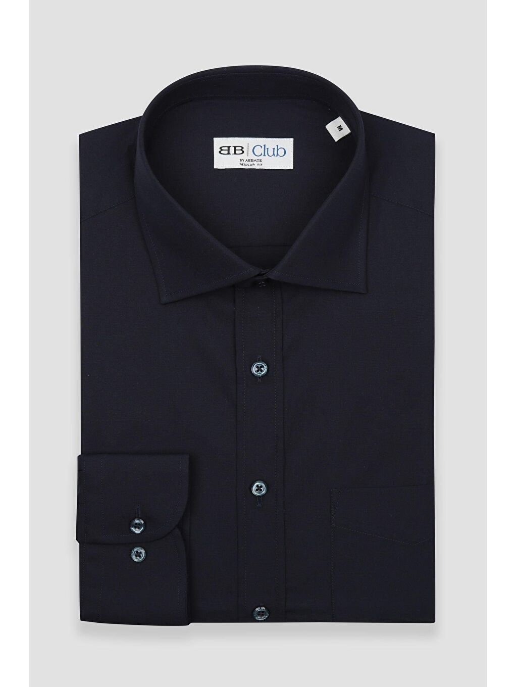 Bb Club Lima Poplin Pamuk Polyester Regular Fit Lacivert Klasik Yaka Erkek Düz Gömlek-4