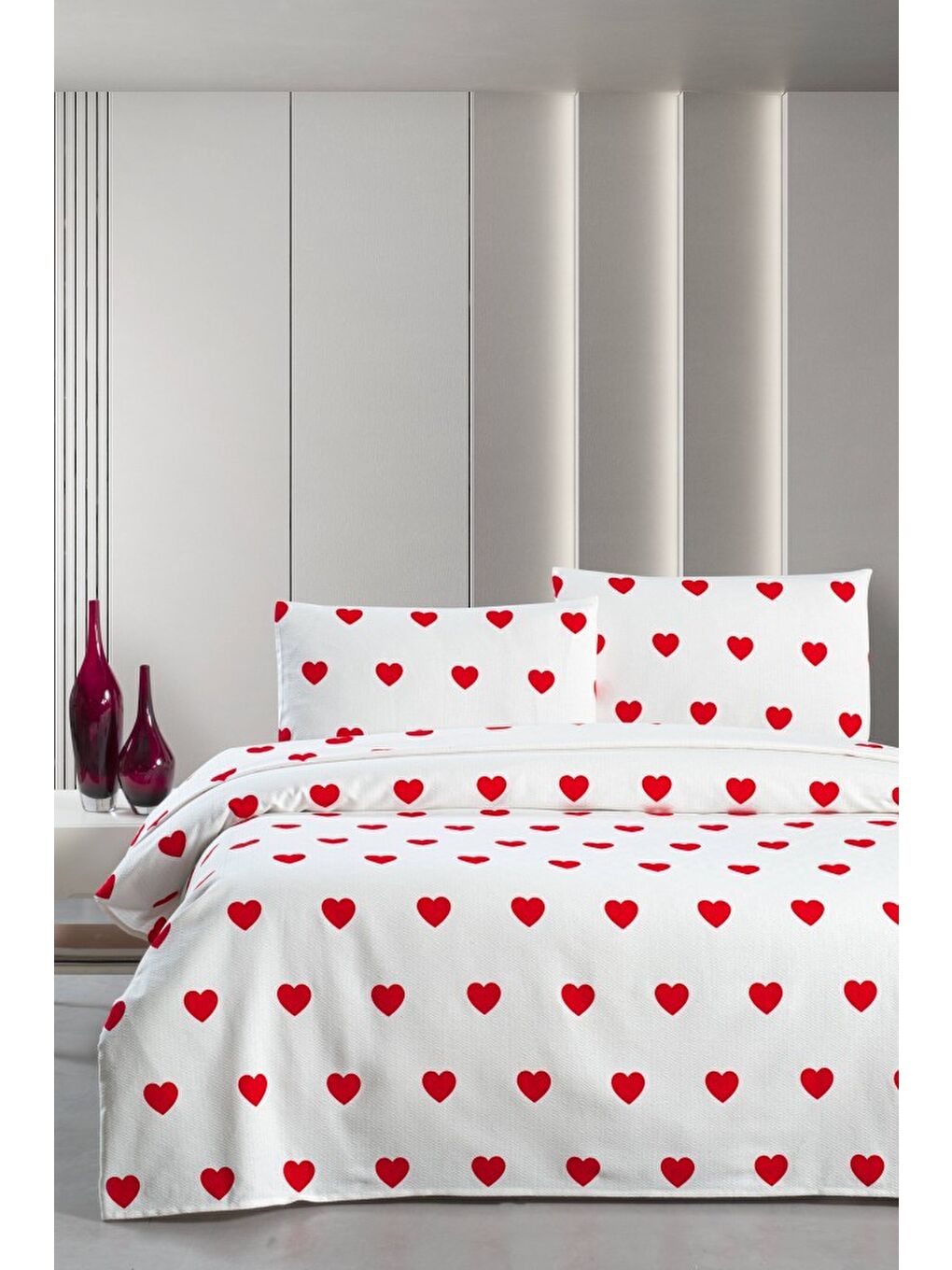 Kırmızı Hamlet King Size Pike Takım Çarşafı Lastikli