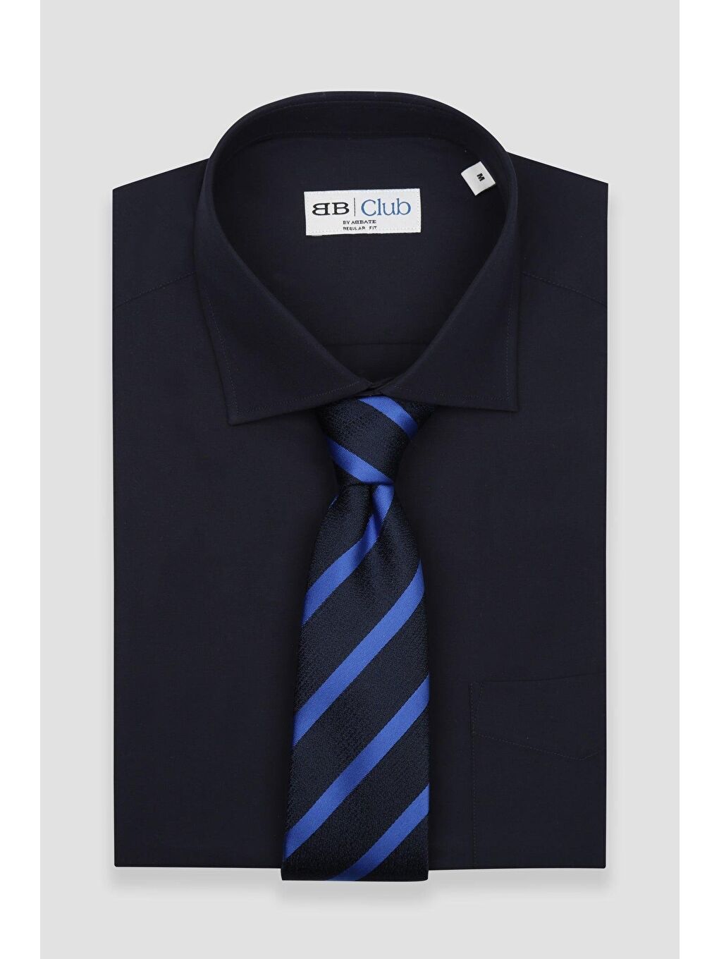 Bb Club Lima Poplin Pamuk Polyester Regular Fit Lacivert Klasik Yaka Erkek Düz Gömlek-6