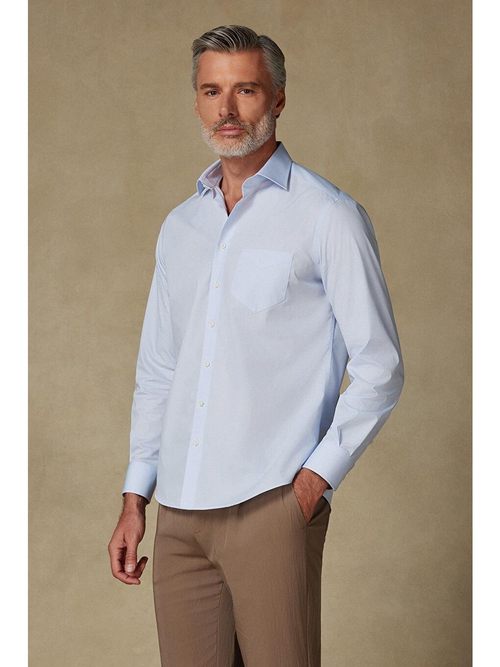 Bb Club Lima Poplin Pamuk Polyester Regular Fit Açık Mavi Klasik Yaka Erkek Düz Gömlek