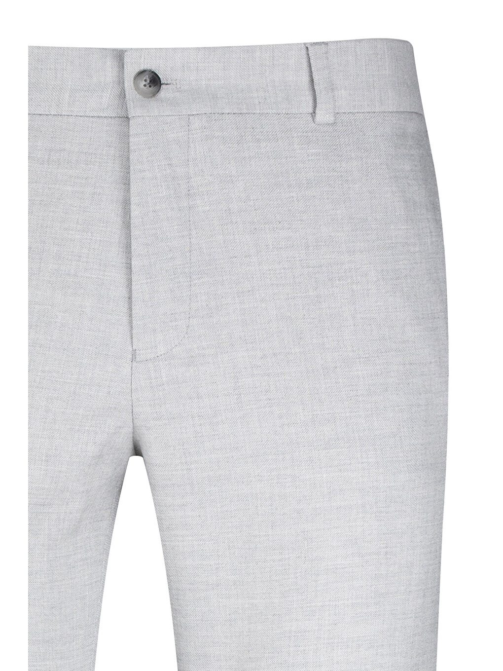 Gri Regular Fit Yandan Cepli Keten Pantolon-1
