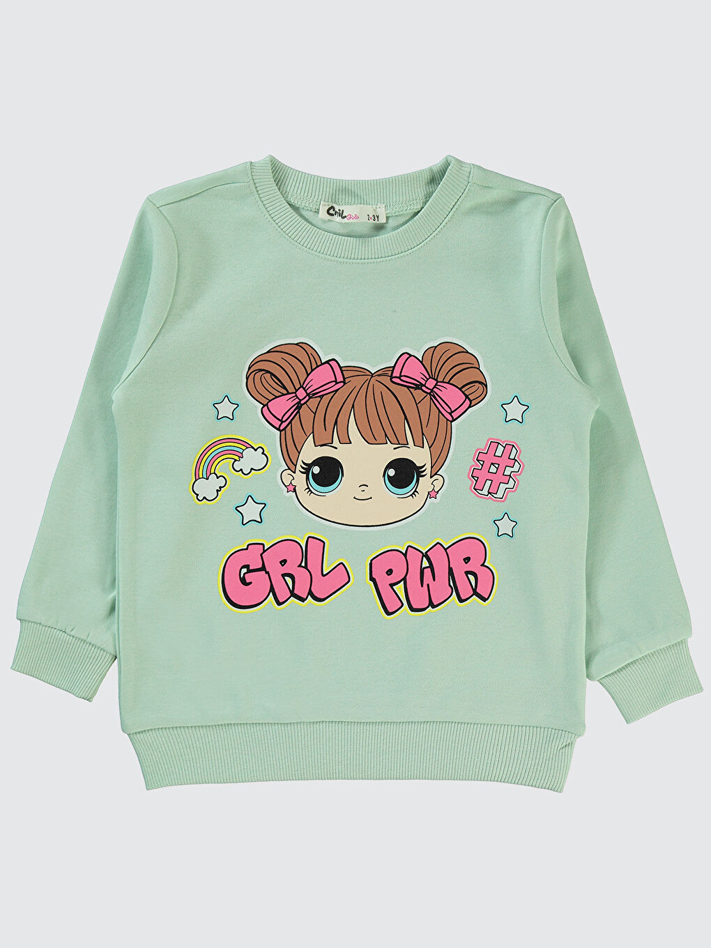 Civil Yeşil Girls Kız Çocuk Sweatshirt 2-5 Yaş Taze Nane