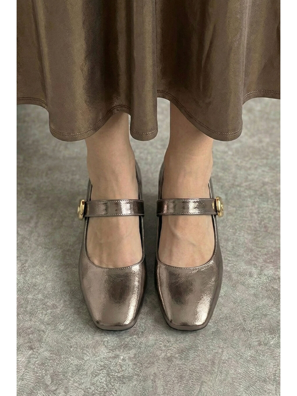 Gri D0115 Günlük Ortopedik Klasik Topuklu Kadın Ayakkabı-3