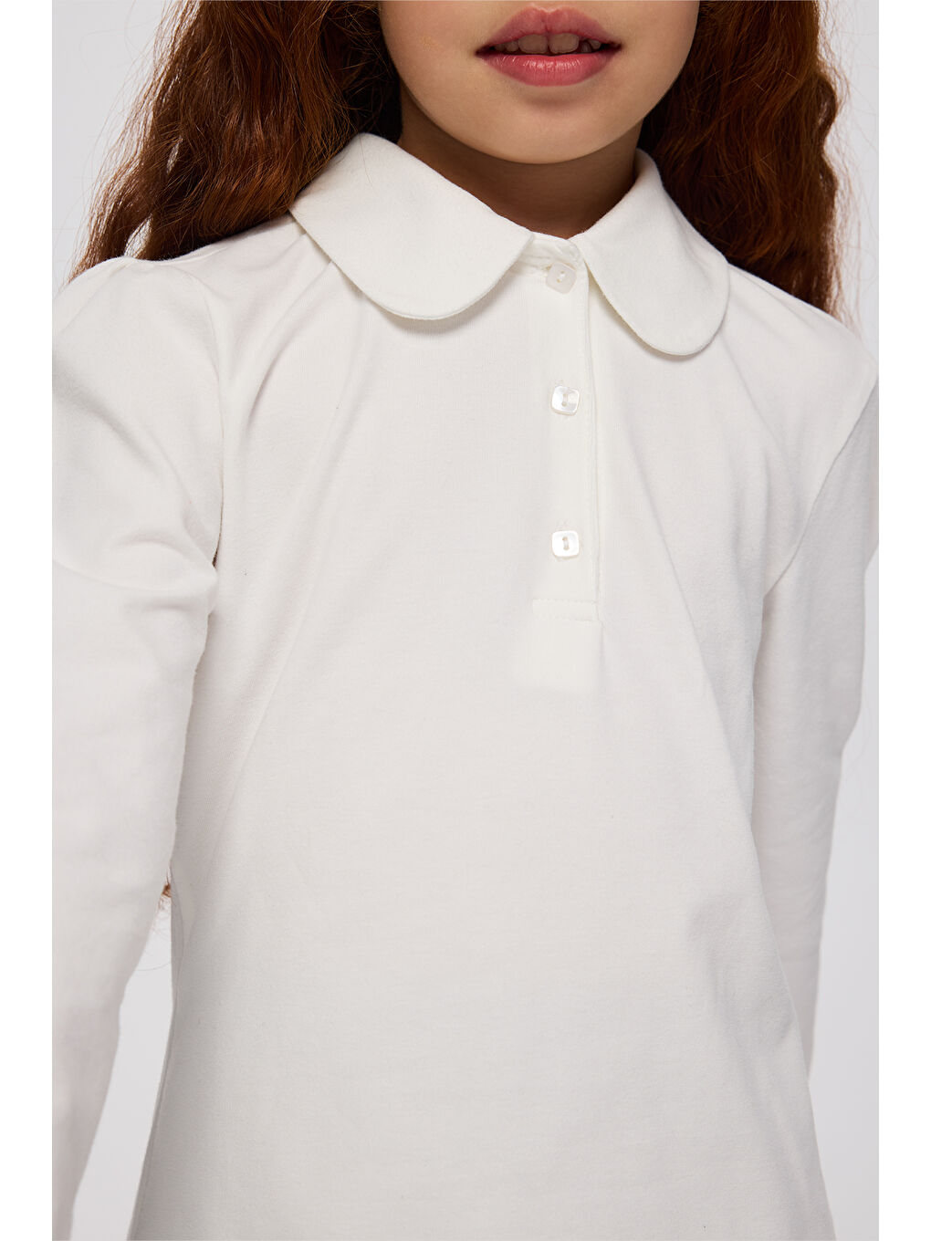 Kız Çocuk Bebe Yaka Yumuşak Dokulu Ekru Tişört-3