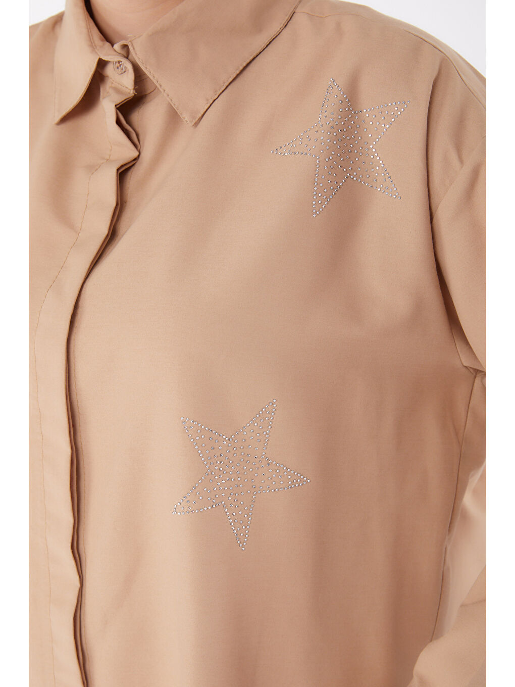 Bej Yıldız Taşlı Gömlek Vizon - 13255-4