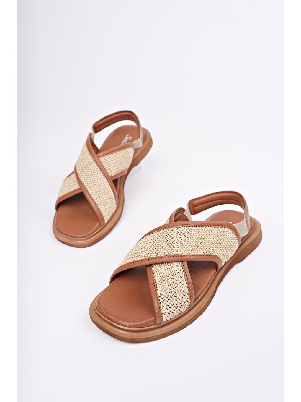 Kahverengi ELİSHA Lastikli Kadın Günlük Hasır Sandalet-5