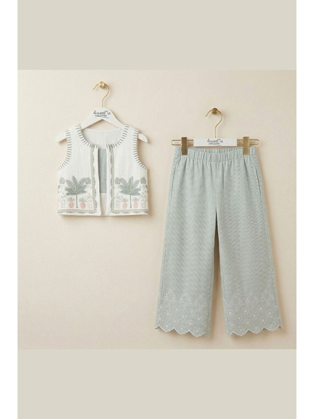 Yeşil Bohem Stil Pineapple & Palm Çocuk Takımı