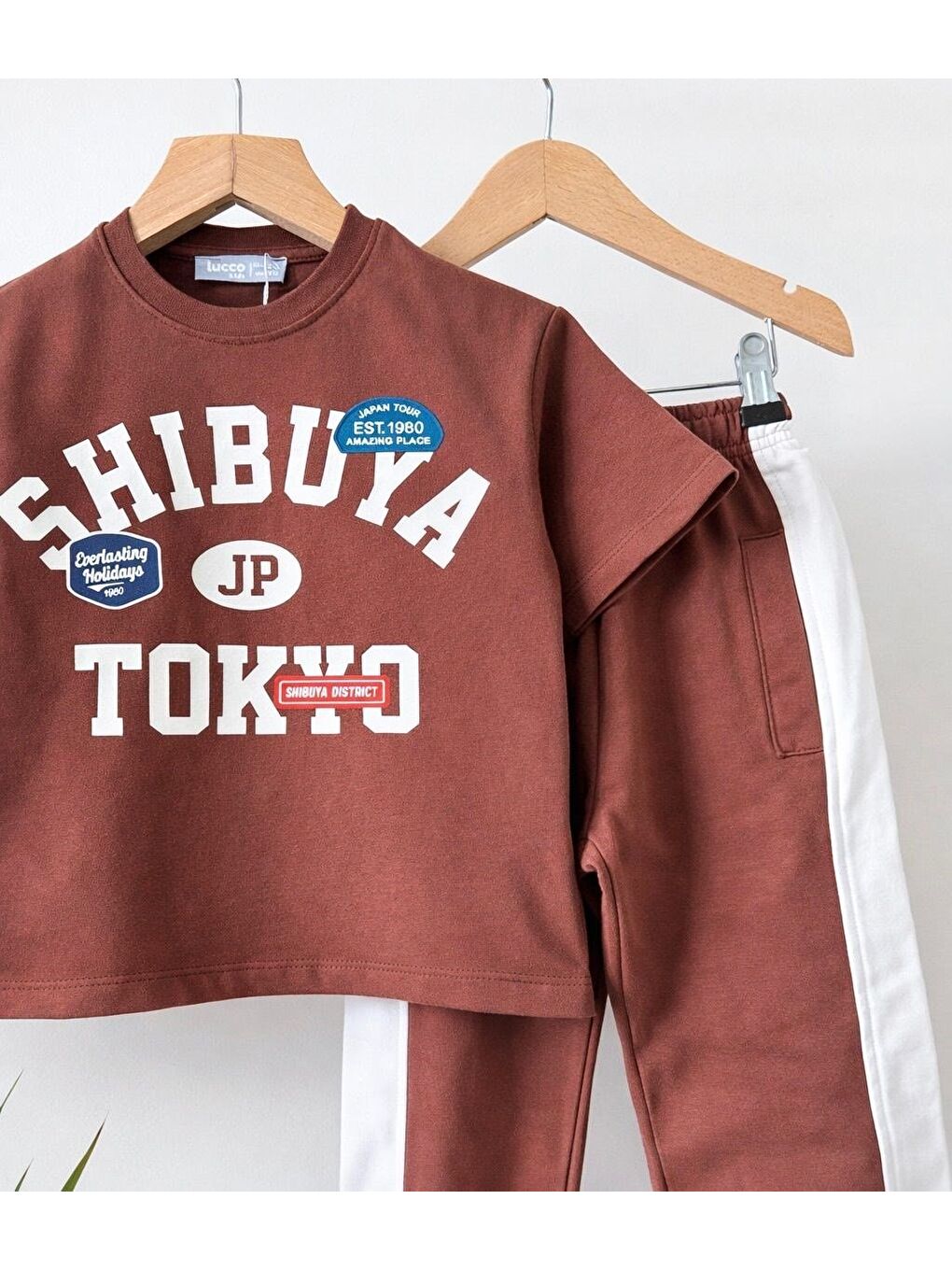 Karışık Erkek Çocuk Pamuklu Kiremit Tokyo Baskılı T-Shirt Ve Eşofman Takım-2