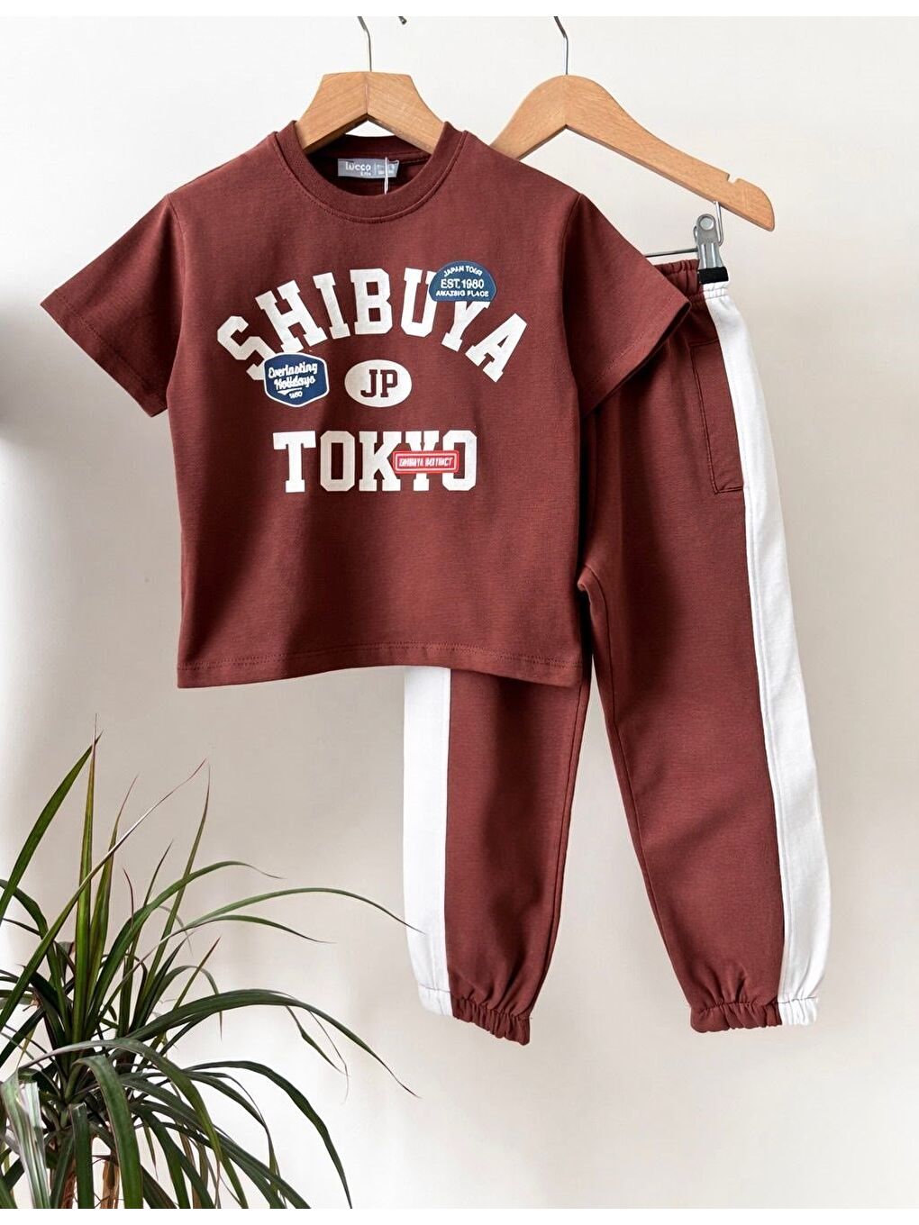 Karışık Erkek Çocuk Pamuklu Kiremit Tokyo Baskılı T-Shirt Ve Eşofman Takım-3