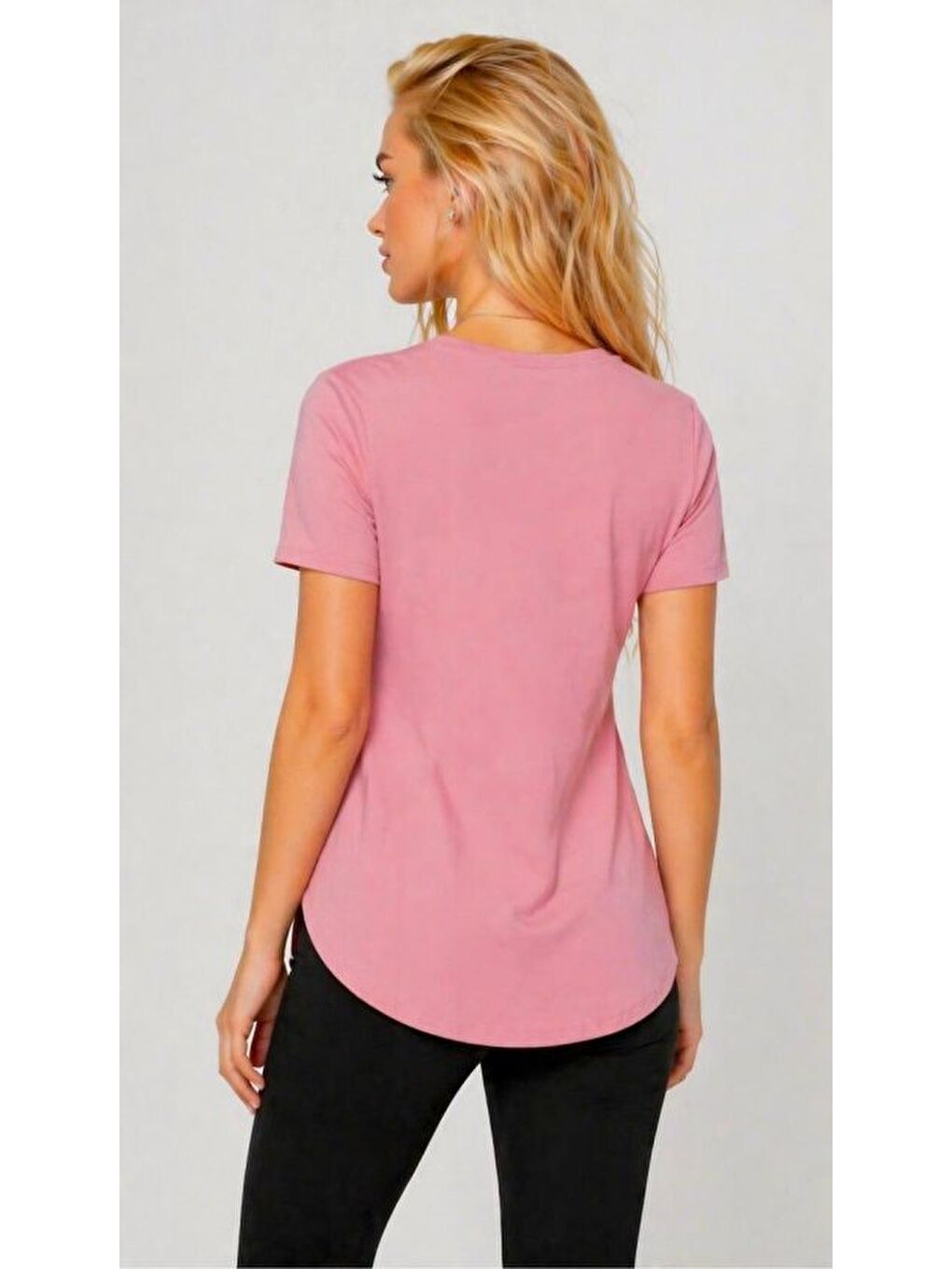 Pembe Kadın Yırtmaç Detaylı Viskon Kumaş Bluz-1