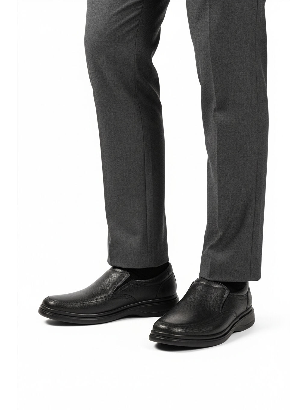 Siyah Kırışık Hakiki Deri Erkek Casual Ayakkabı DSN 2035 M