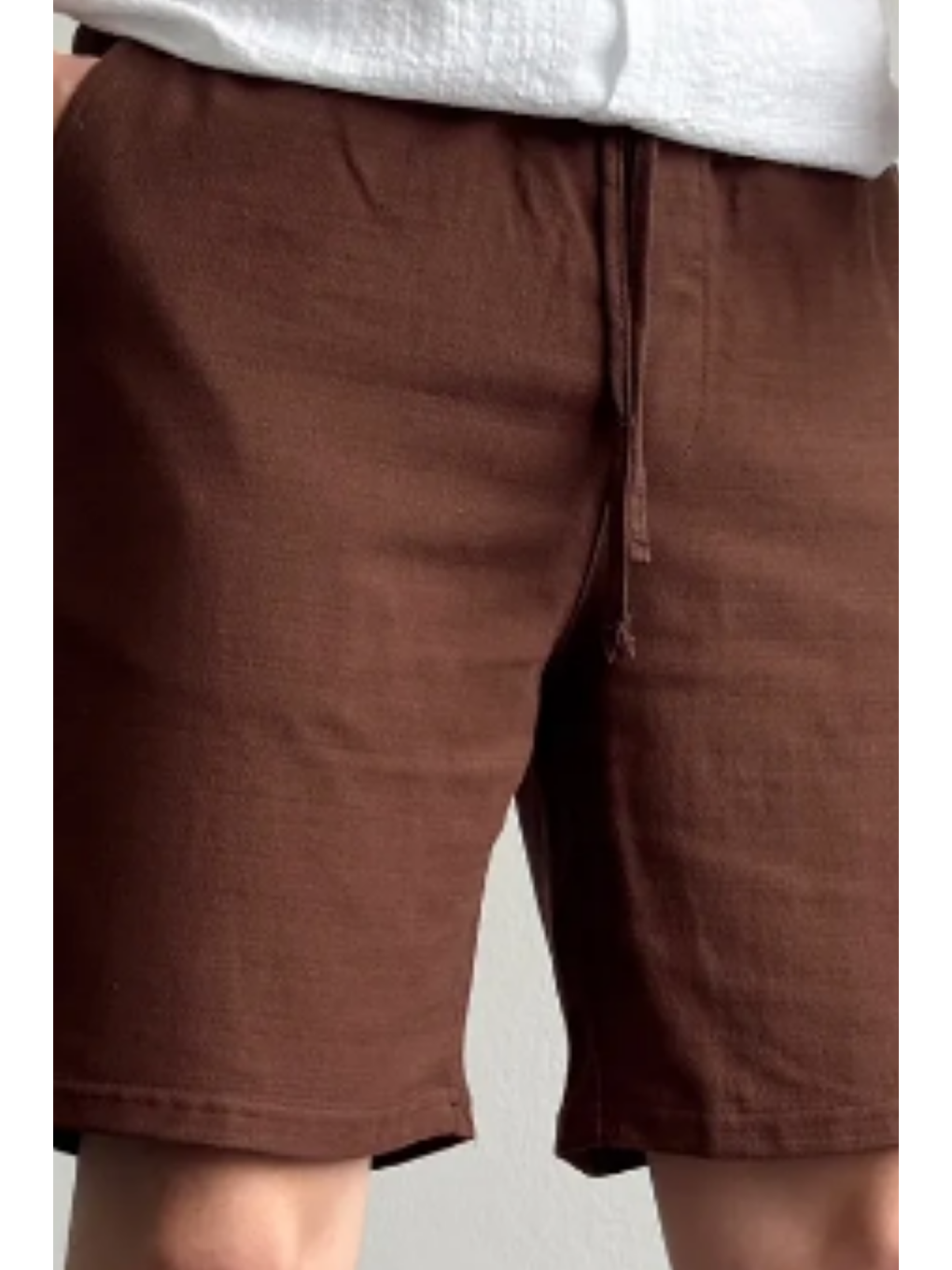Erkek Kahverengi Musli Lastikli Bağcıklı Regular Şort-1