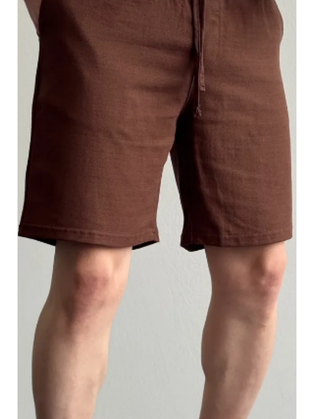 Erkek Kahverengi Musli Lastikli Bağcıklı Regular Şort-2