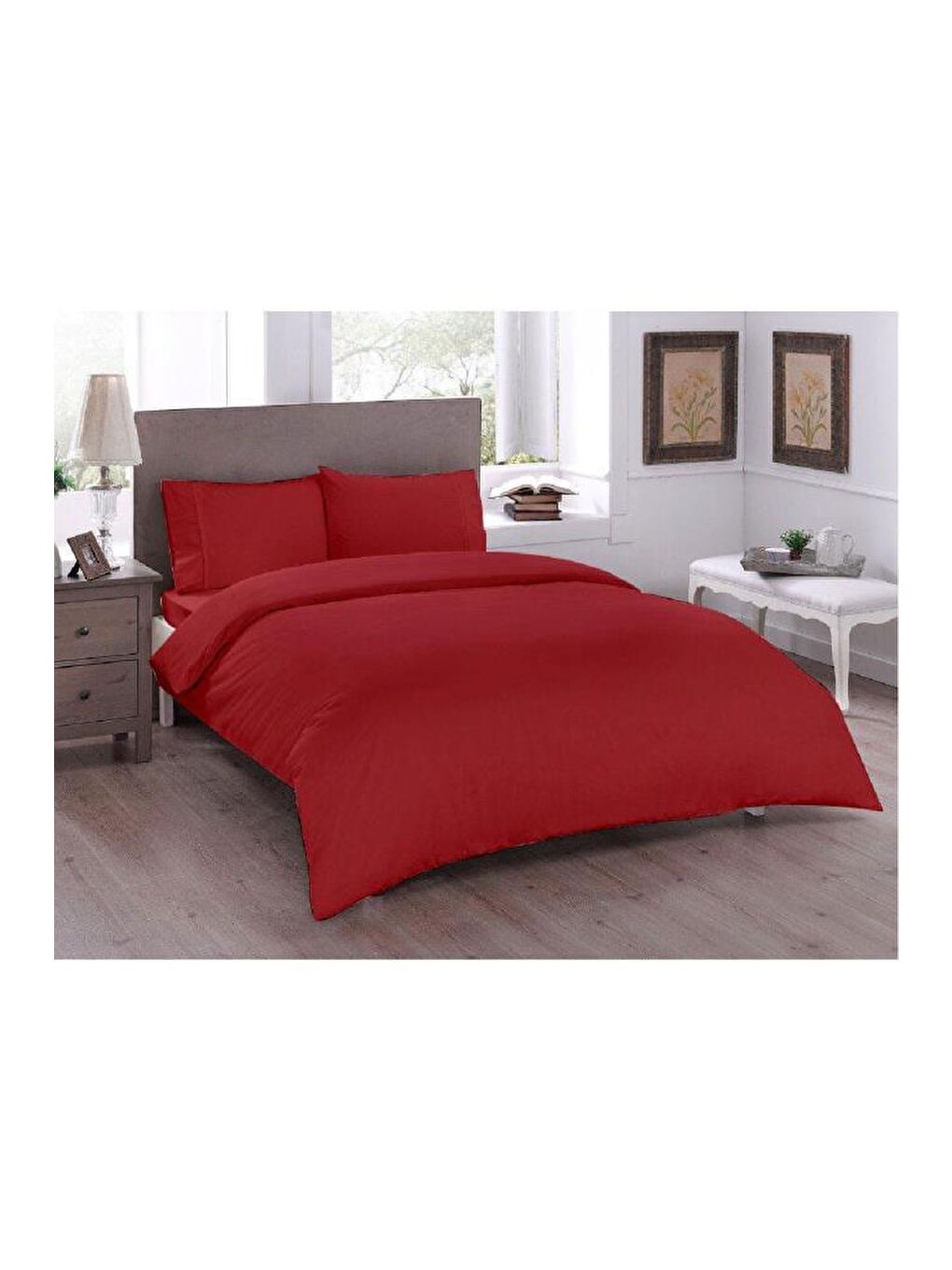 Pure Çift Kişilik Nevresim Takımı Kırmızı-2