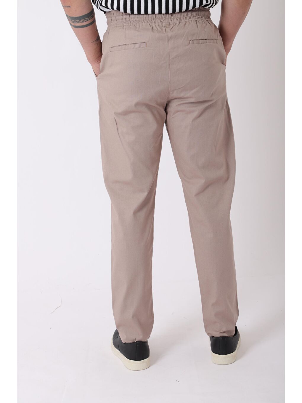 Kahverengi Bel Lastikli Keten Erkek Pantolon PLDP-01K_0385-5