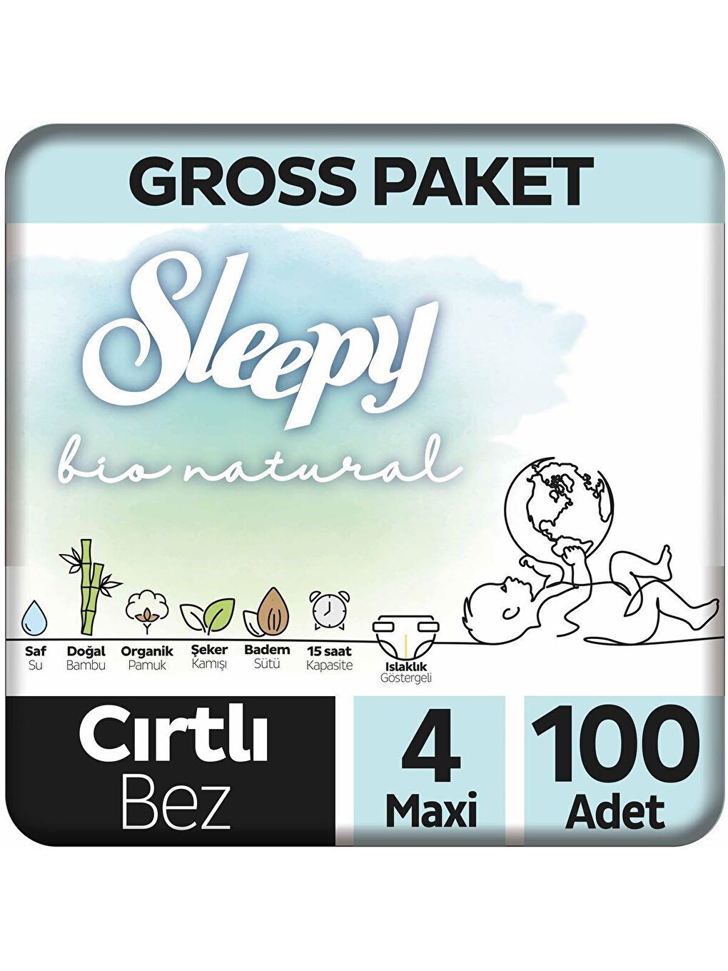 Sleepy Beyaz Bio Natural Gross Paket Bebek Bezi 4 Numara Maxi 100 Adet