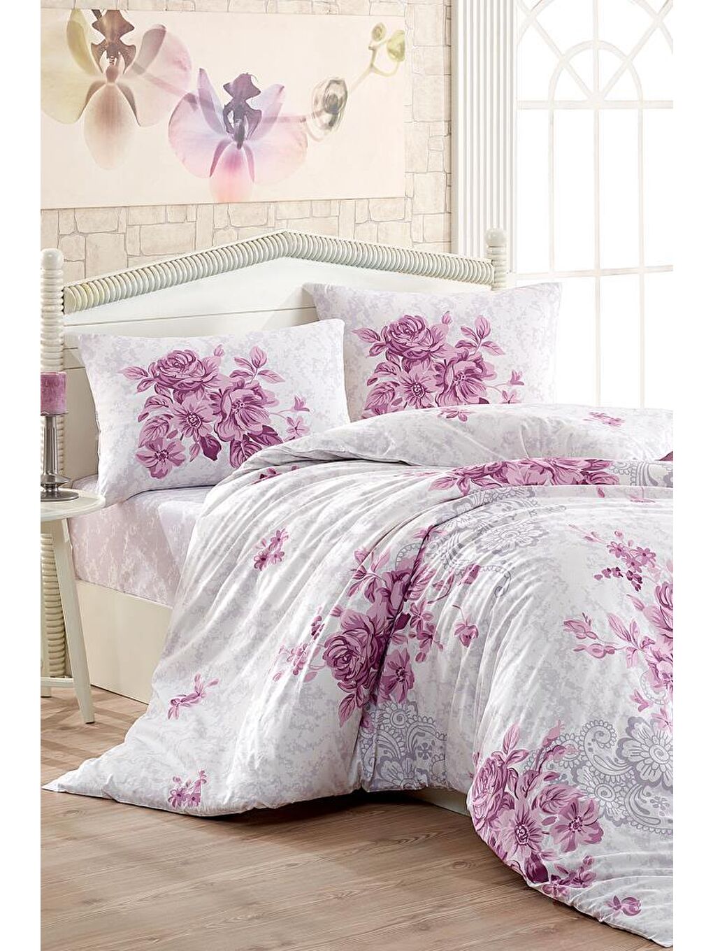 Taç Kristal Henna Light Collection Çift Kişilik Nevresim Takımı Mürdüm