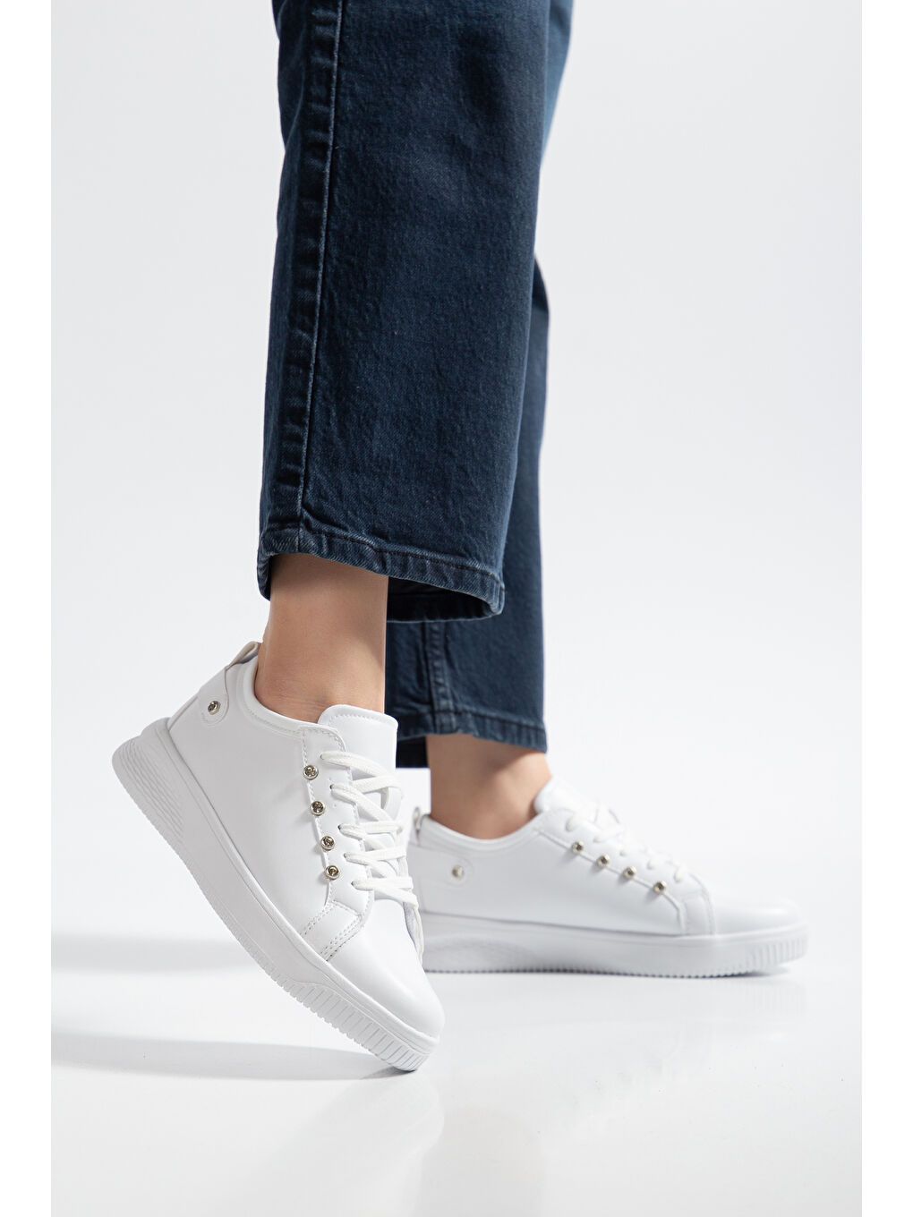 Beyaz D0407 Günlük Ortopedik Kadın Sneaker Spor Ayakkabı-1