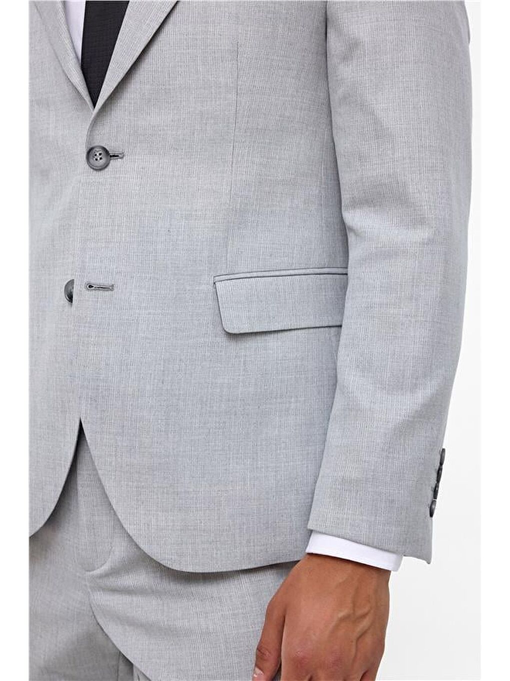 Gri Slim Desenli Sivri Yaka 6 Drop Takım Elbise-4