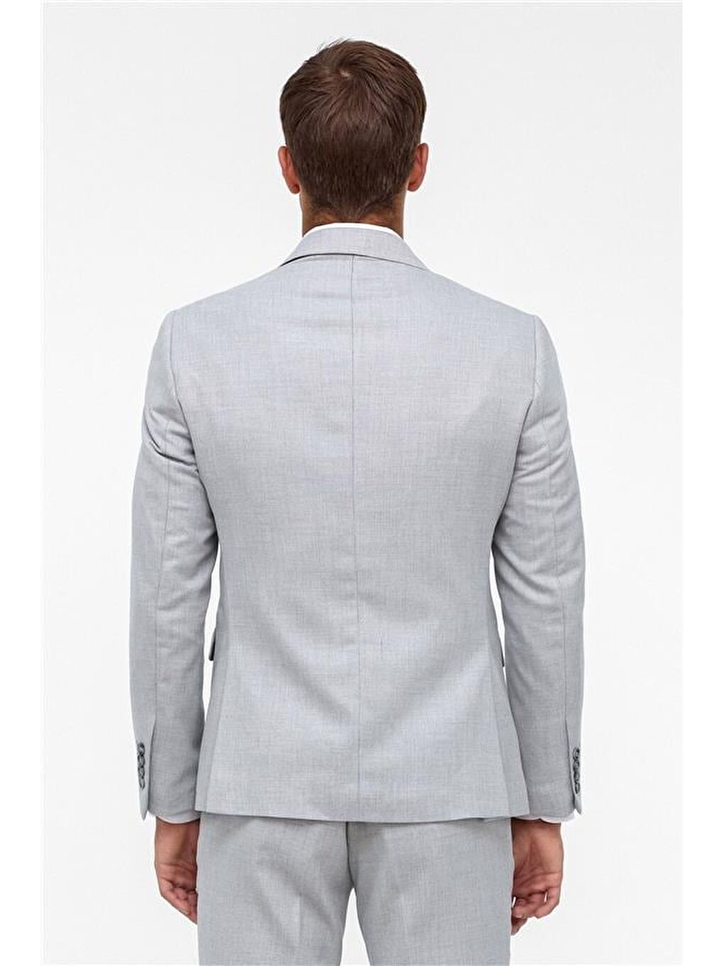 Gri Slim Desenli Sivri Yaka 6 Drop Takım Elbise-7