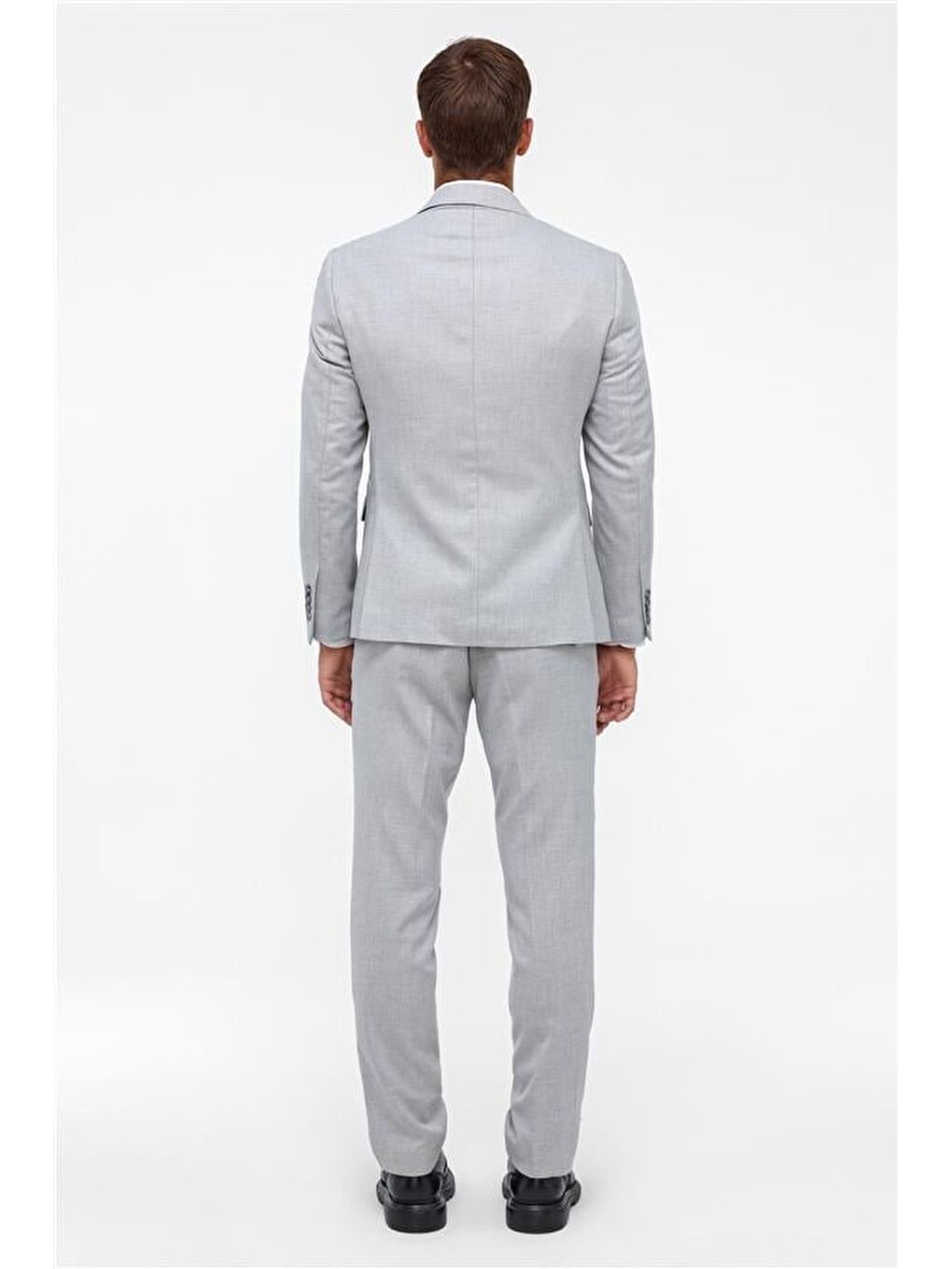 Gri Slim Desenli Sivri Yaka 6 Drop Takım Elbise-8