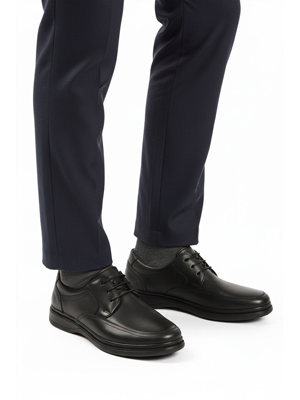 Siyah Kırışık Hakiki Deri Erkek Casual Ayakkabı DSN 2038 M