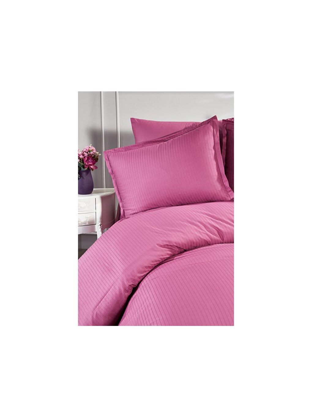 Satin Zarif Armürlü Çift Kişilik Nevresim Takımı Mürdüm-2