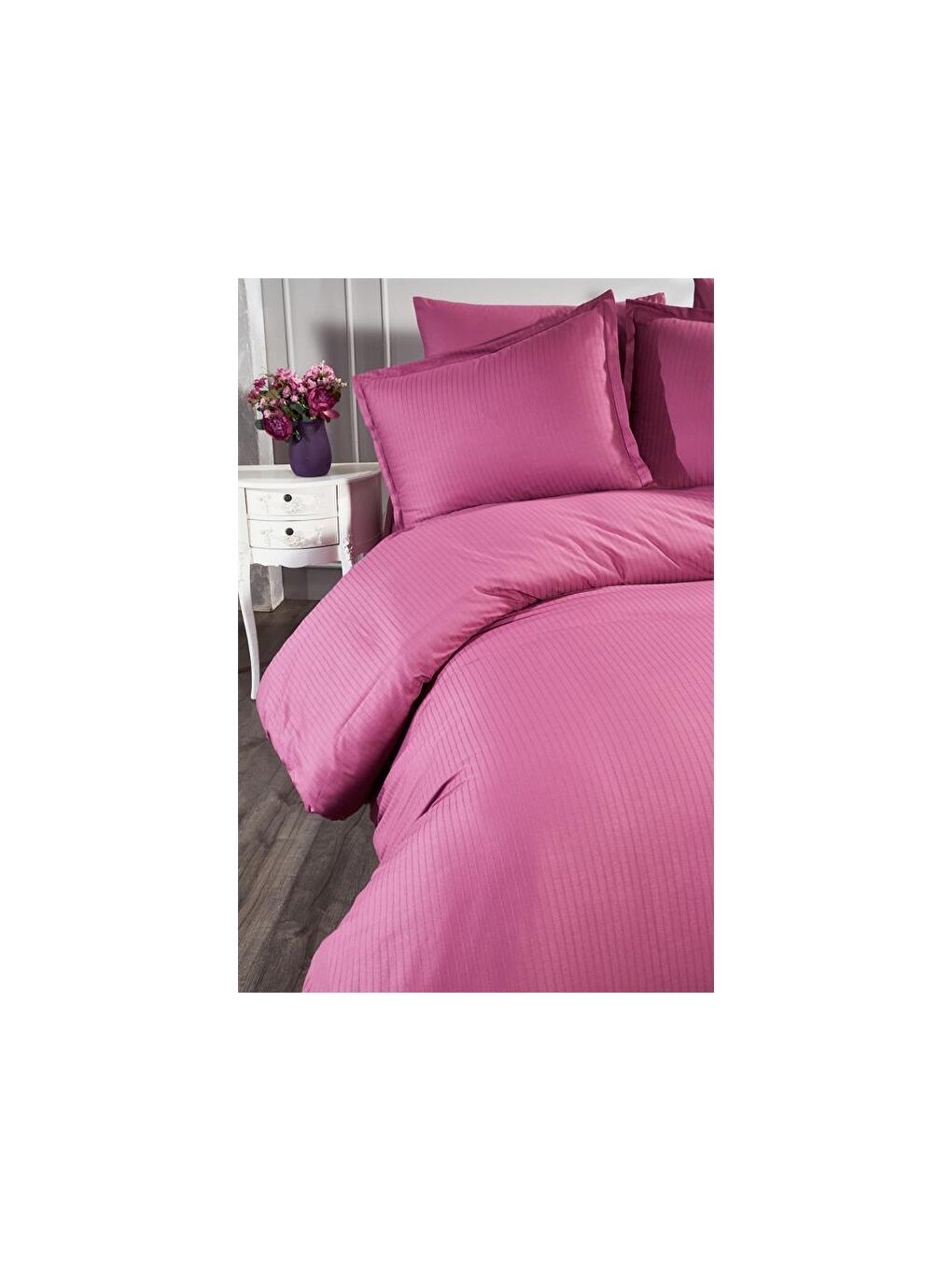 Satin Zarif Armürlü Çift Kişilik Nevresim Takımı Mürdüm-4