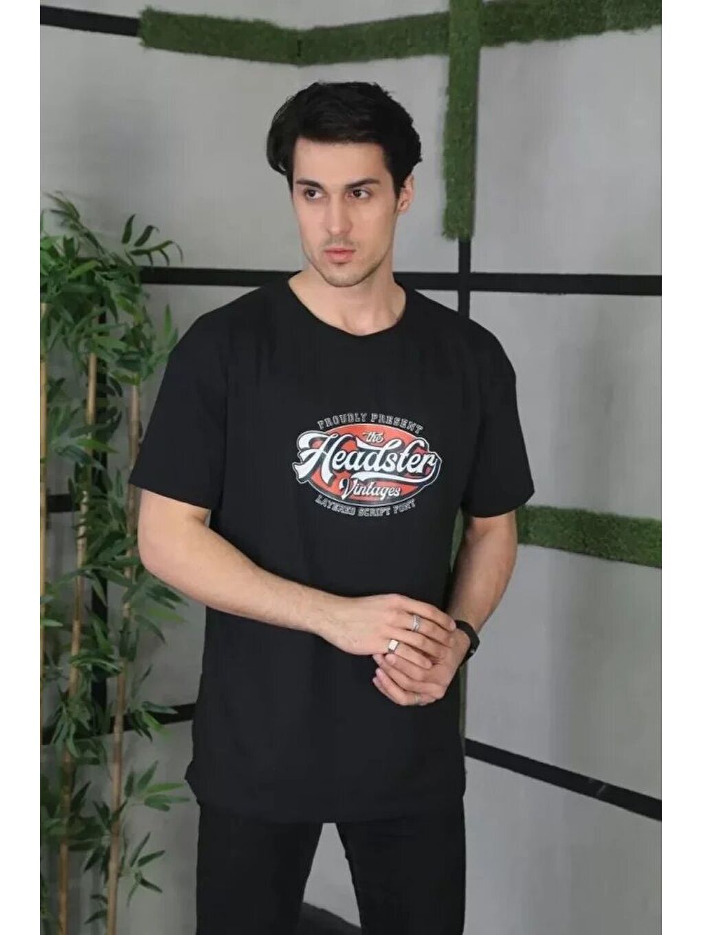 Unisex Baskılı Oversize T-Shirt - Siyah-2