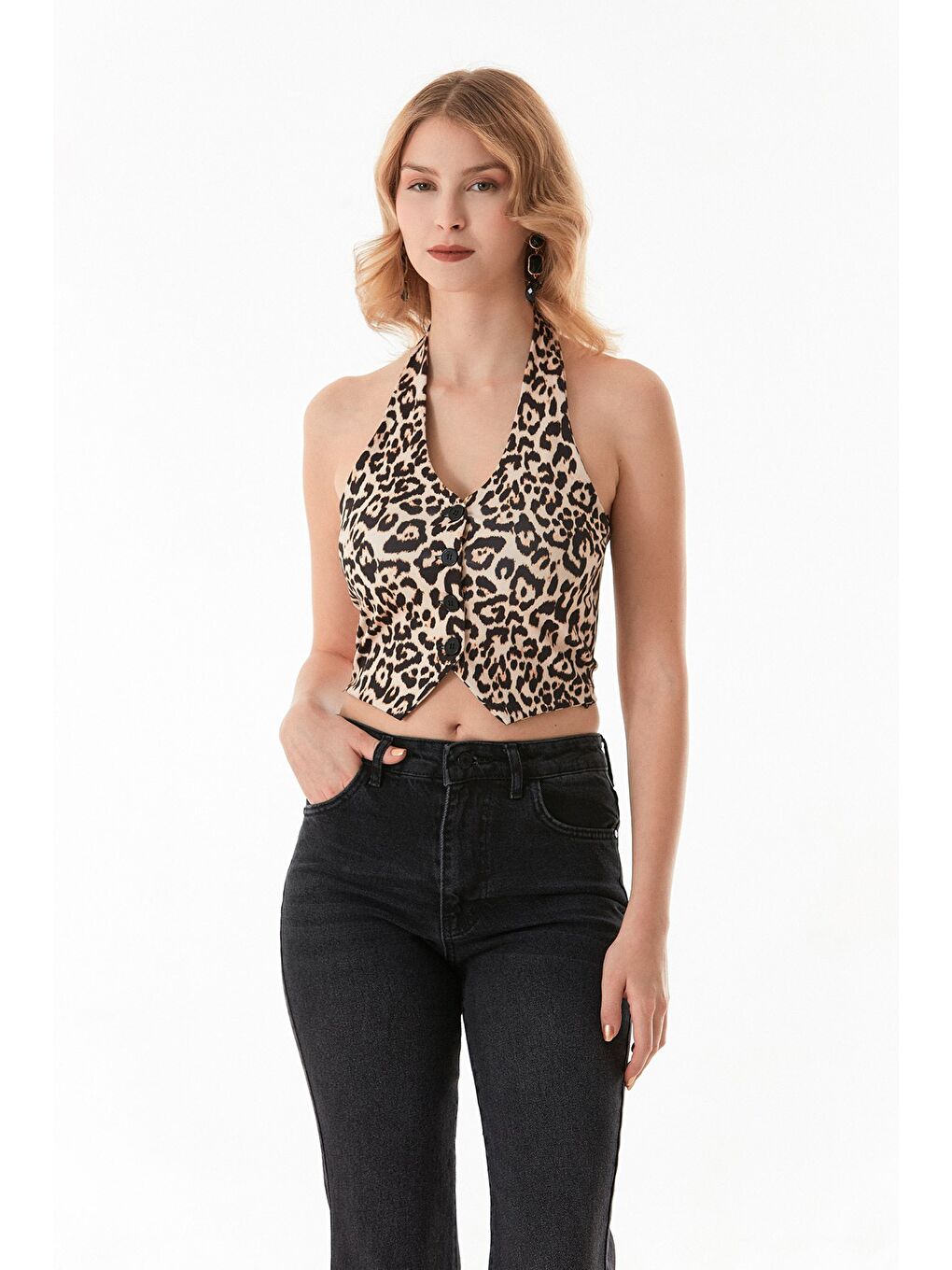 Antrasit Yüksek Bel Flare Jean-4