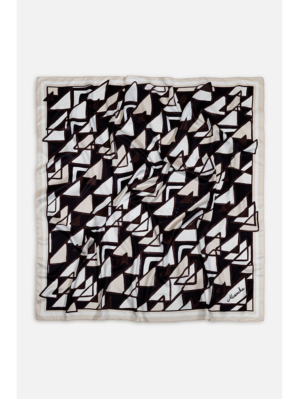 Kahverengi Desenli Saten Boyun Fuları Mılano- Kahve-2