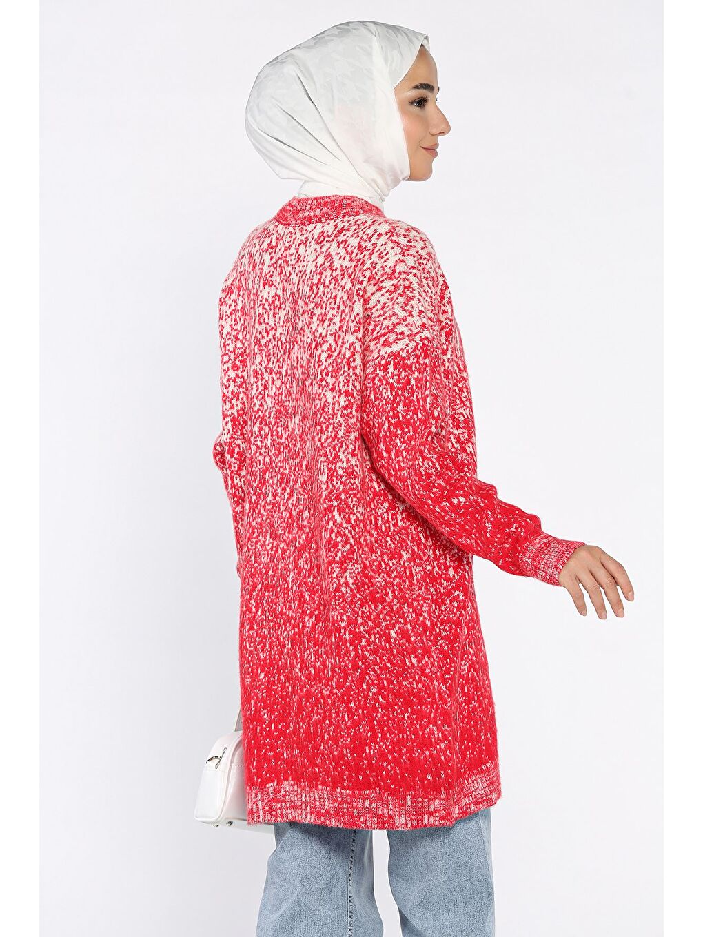 Kırmızı Bisiklet Yaka Çift Renkli Tesettür Triko Tunik (s-m-l-xl Beden Uyumludur.)-5