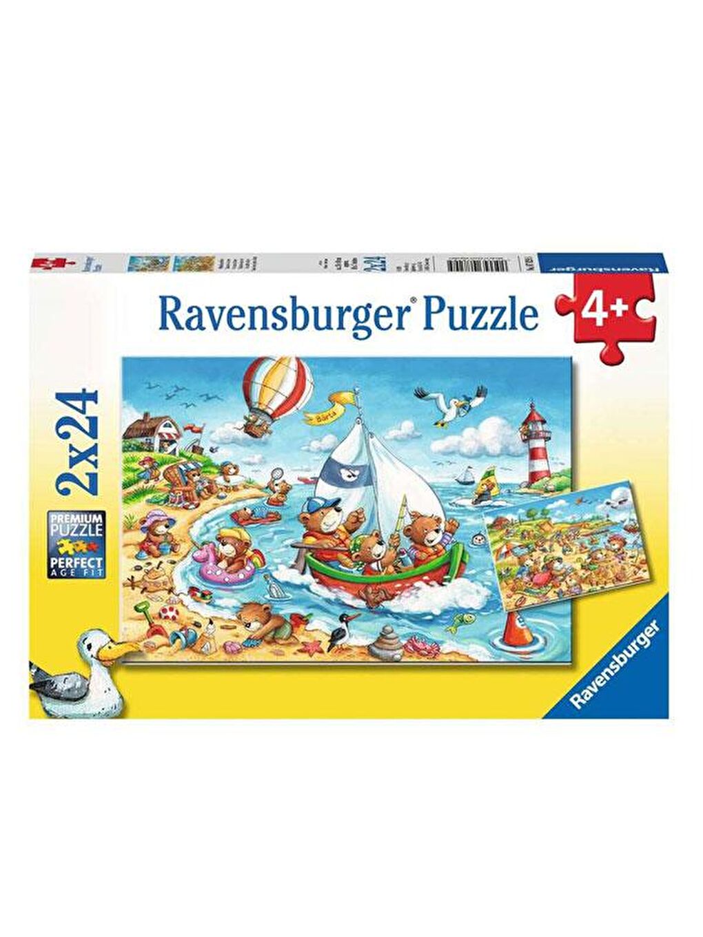 Ravensburger Sarı-Beyaz 2x24 Parça Puzzle Seaside Holiday 078295