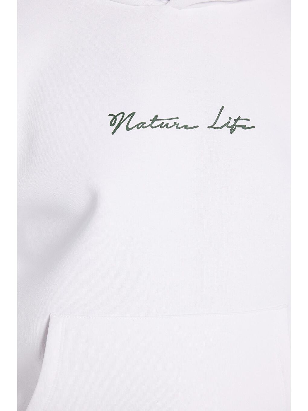 Unisex Oversize Geniş Kesim Pamuklu Yumuşak Dokulu İçi Polarlı Baskılı Beyaz Kapüşonlu Erkek Hoodie-2